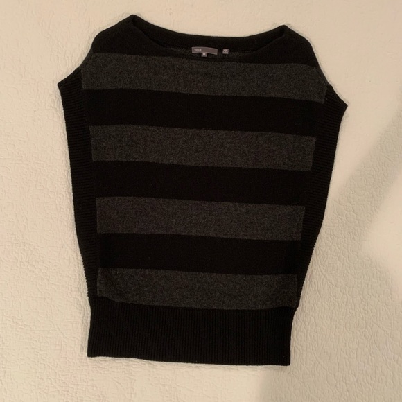 Vince Black and Grey Stripe Vest wool & cashmere - Picture 2 of 5